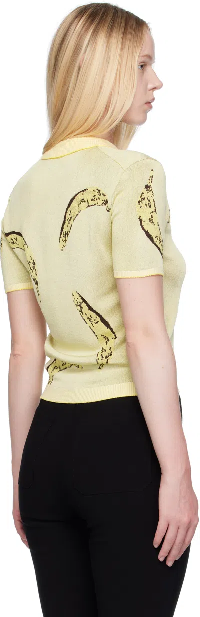 Jacquemus Le Marino V-neck Polo With Playful Banana Print In Neutral