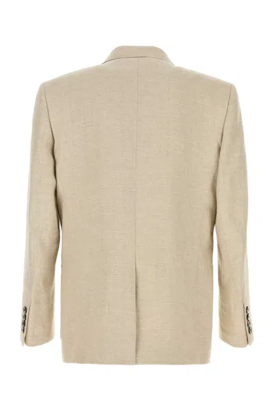 Valentino Garavani Beige Linen Blend Blazer In Neutral