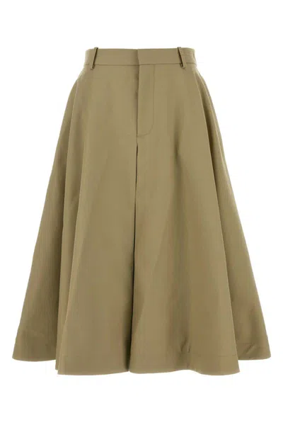 Bottega Veneta Women Khaki Cotton Skirt In Neutral