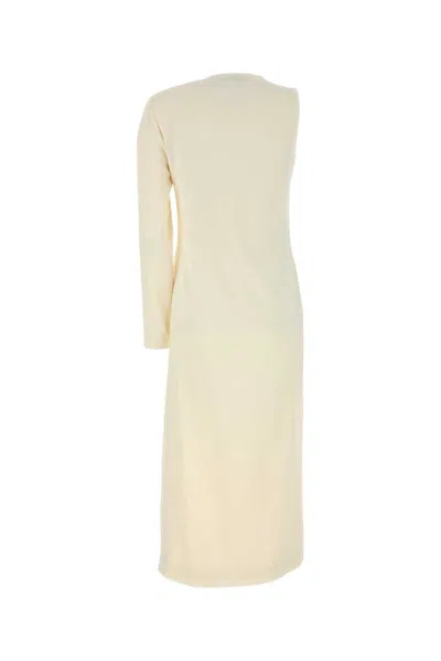 Gucci One-shoulder Dress Sablé Long Sleeves In Neutral
