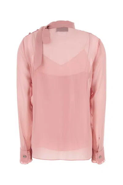 Gucci Crepe Blouse With Bow Detail And Layered Design In Pink