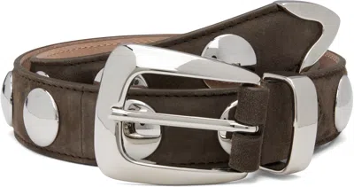 Khaite Womens Benny Studded Leather Belt Black