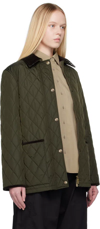 Burberry Cropped Quilted Nylon Jacket In Green
