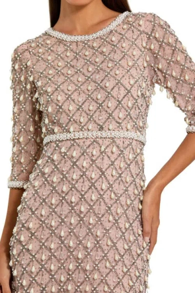 Mac Duggal 10099 Beaded Long Formal Mother Of The Bride Sequin Dress In Pink