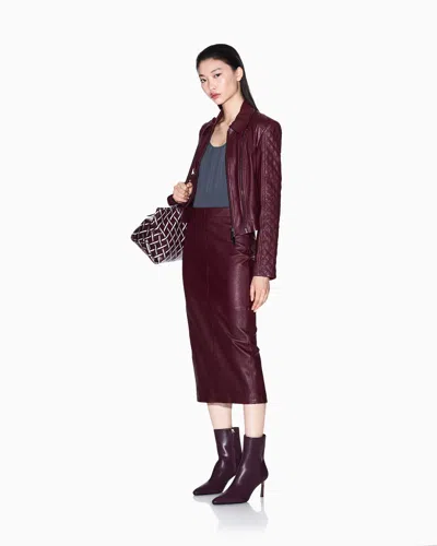 Armani Exchange Leather Jacket With Quilted Sleeves In Red