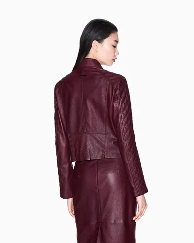 Armani Exchange Leather Jacket With Quilted Sleeves In Red