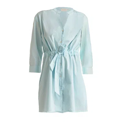 Reistor Short Tie Waist Dress In Summer Blue