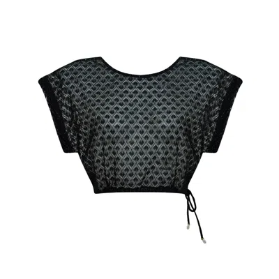 Aulala Paris Women's Black The Pearl & Shell - Midnight - Transparent Side-tie Beach Top