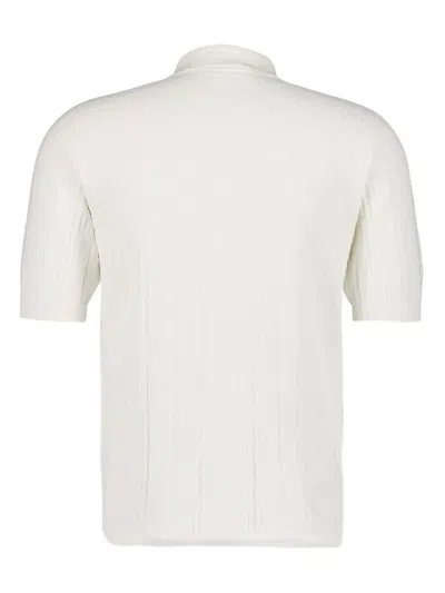 Balmain Pb Labyrinth Knit Polo Shirt In White