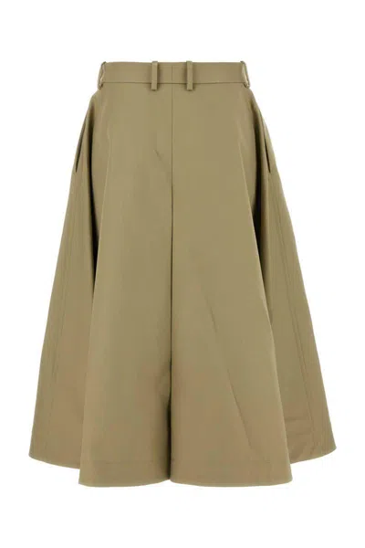 Bottega Veneta Women Khaki Cotton Skirt In Neutral