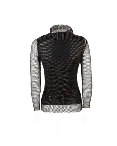 Sportmax Valdai Embellished Fishnet Crop Top In Black