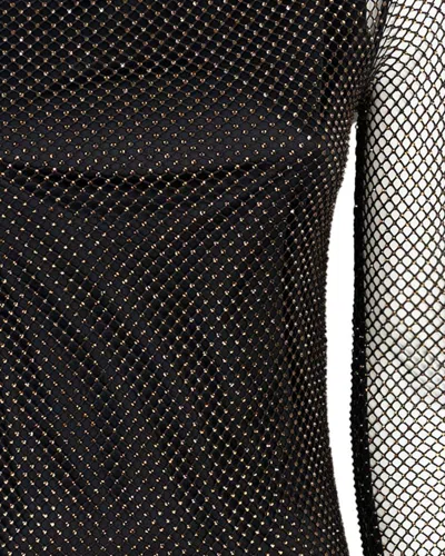 Sportmax Valdai Embellished Fishnet Crop Top In Black