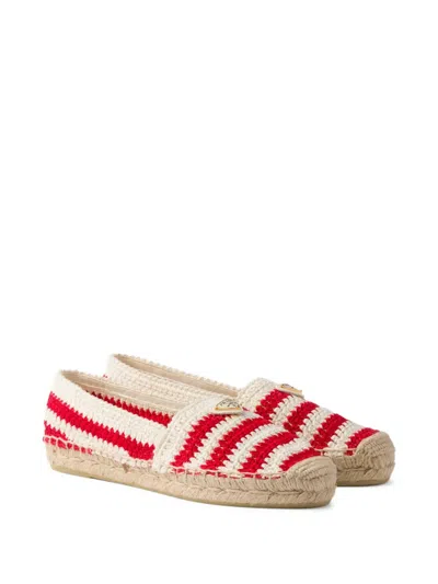 Prada Espadrillas In Crochet Bicolor Donna In Red