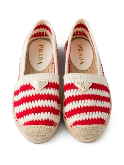 Prada Espadrillas In Crochet Bicolor Donna In Red