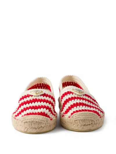 Prada Espadrillas In Crochet Bicolor Donna In Red