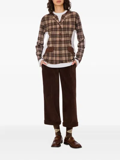 Moschino Corduroy Ribbed Trousers Rolled Hem In Brown
