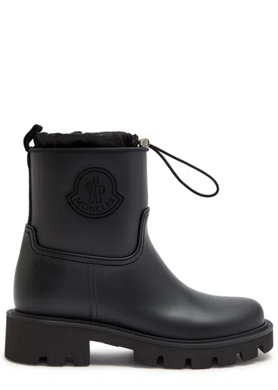 Moncler Drawstring Embosssed-logo Rain Boots In Black