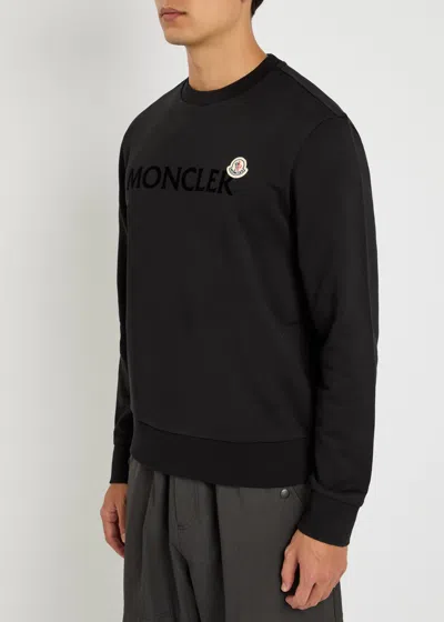 Moncler Logo Patch Cotton Sweatshirt In Black