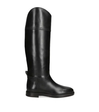 Brunello Cucinelli Brown Leather Boots With Shiny Detail In Gold
