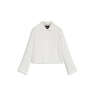 Hugo Boss Crepe Blazer With Concealed Closure In White