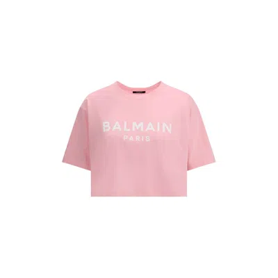 Balmain Women Logo Organic Cotton Cropped T-shirt