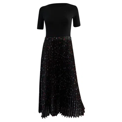 Maje Riplita Midi Dress In Black Polyester In Black