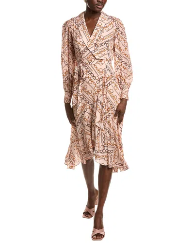 Elie Tahari The Linnea Gilded Chain Printed Dress In Pink
