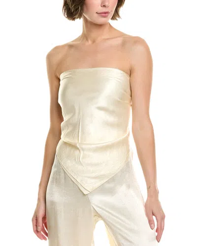 Enza Costa Textured Satin Scarf Top In Neutral