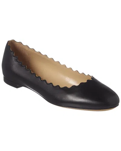 Chloé Lauren Scalloped Leather Ballerina Flat In Black