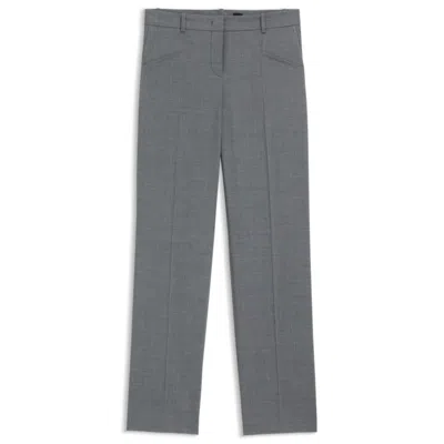 Hugo Boss Slim-fit Pants In Melange Virgin Wool In Gray