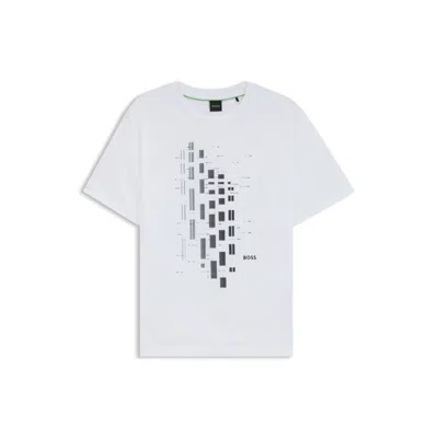 Hugo Boss Mens White Graphic-print Short-sleeve Stretch-cotton T-shirt Xxl In White