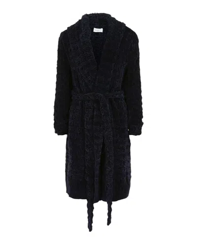 Ferragamo Chenille Knit Cardigan In Black