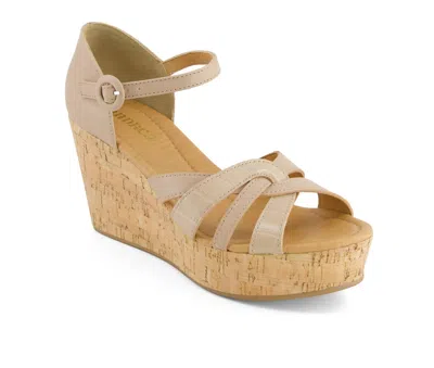Andrea Women's Comfort Ankle Strap Sandal In Beige