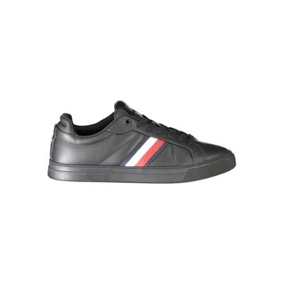 Tommy Hilfiger Black Leather Men Sneaker In Black