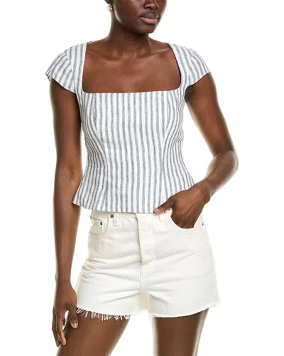 Femme Society Linen Top In Gray