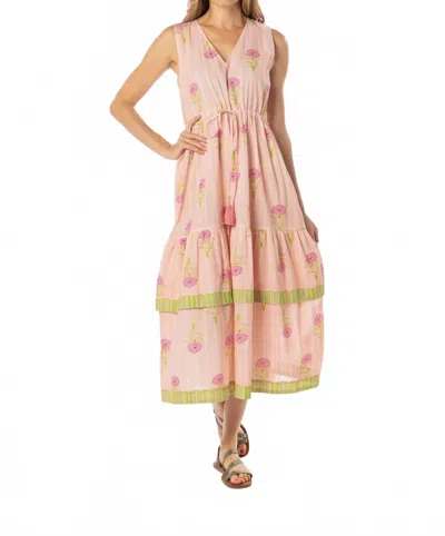 Bindu Allison Dress In Peach Marigold In Pink