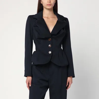Vivienne Westwood Navy Blue Drunken Jacket In Wool Women In Black