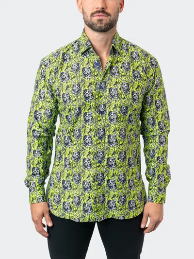 Maceoo Fibonacci Jungle Cotton Button-up Shirt In Green