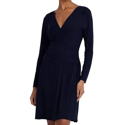 Ralph Lauren Jersey Long Sleeve Dress In Navy In Blue