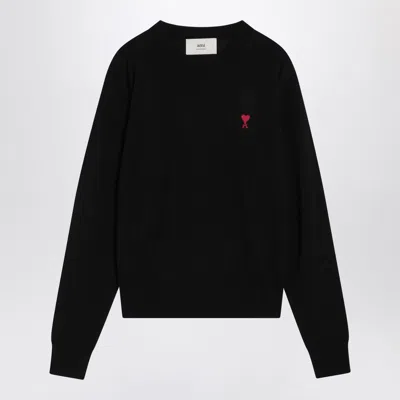 Ami Alexandre Mattiussi Black Crewneck Sweatshirt With Adc Embroidery In Cotton Blend Man In Black