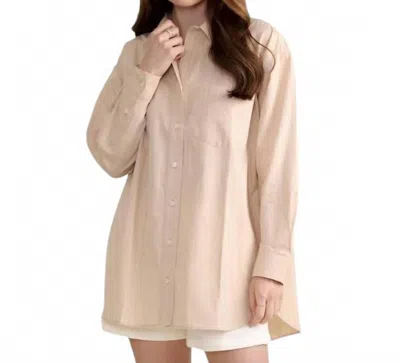 Le Marais Beaufort Buttondown Top In Beige Stripe In Neutral