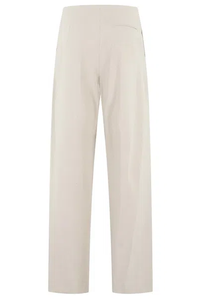 Isabelle Blanche Sand Wide-leg Pants With Central Button In Neutral