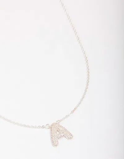 Lovisa Letter A Silver Plated Pave Pendant Initial Necklace