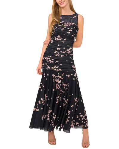 Ted Baker Ruched Sleeveless Mesh Maxi Dress In Black