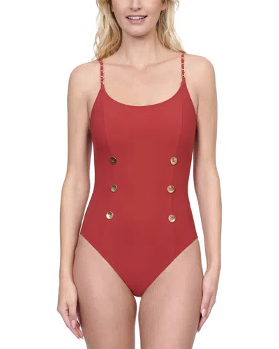 Gottex Round Neck One-piece In Red