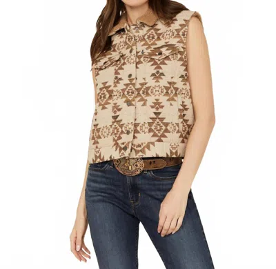 Hooey Women's Aztec Sherpa Vest In Cream/tan In Gray