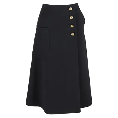 Mulberry Buttoned Midi Skirt In Black Polyester In Black