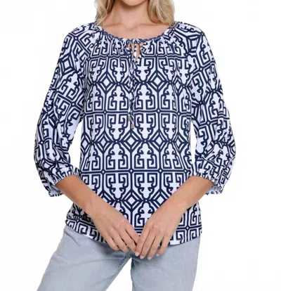 Multiples Good Time Top In Blue In Multi
