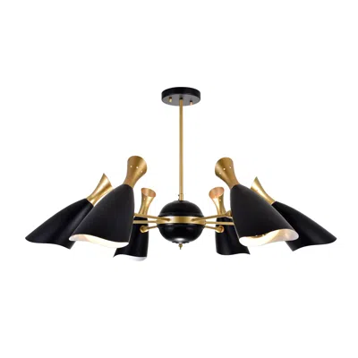 Cwi Lighting Rolin 12 Light Down Chandelier With Matte Black & Satin Gold Finish