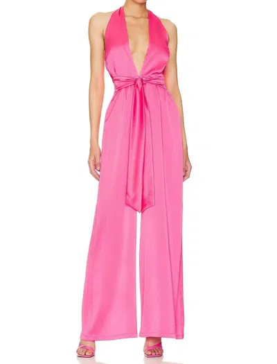 Nookie Utopia Satin Wide Leg Jumpsuit In Pink In Pink